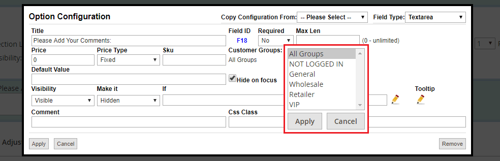 Custom Options for Customer Groups in Magento 2