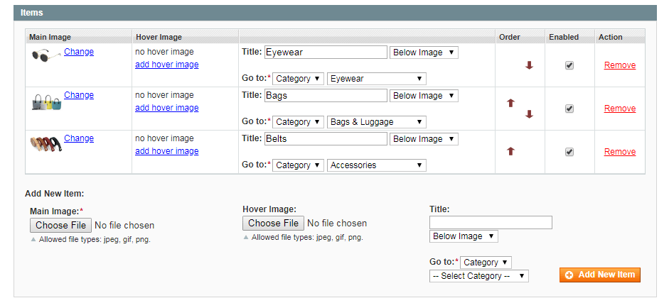 Configure Images for Menu Sliders in Magento