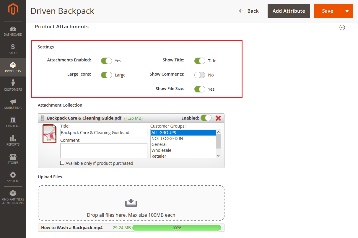 How to Manage Attachments in Backend in Magento 2
