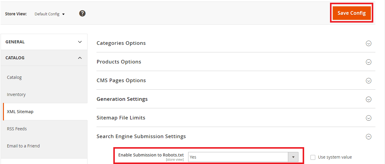 Search Engine Submission Settings in Magento 2