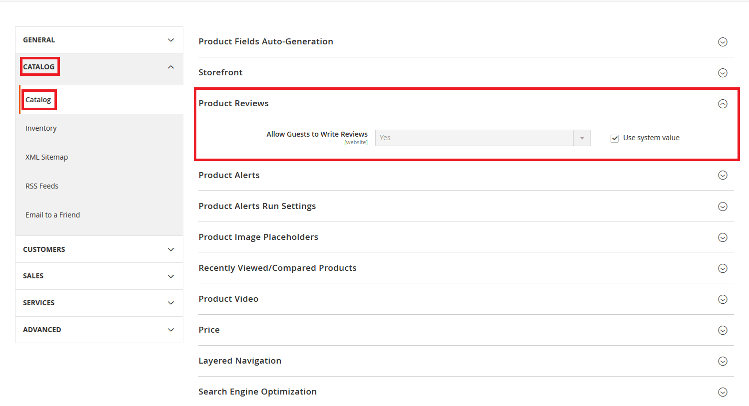 Product Review settings in Magento 2