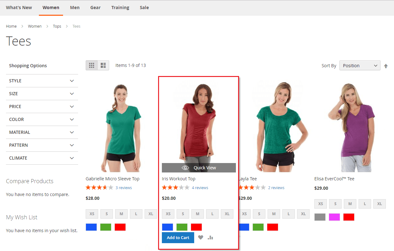 The Quick View Button on Catalog Pages in Magento 2