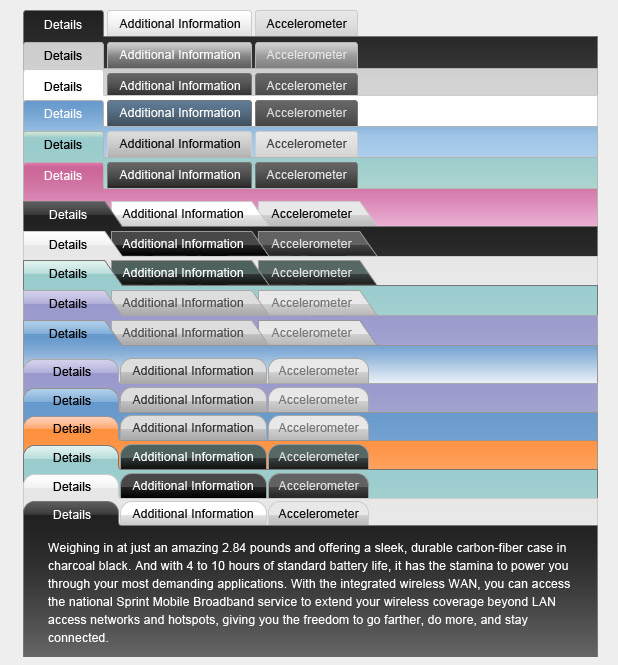 Product Tabs design