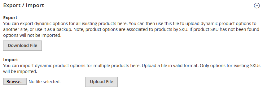 Export / Import Custom Options in Magento 2