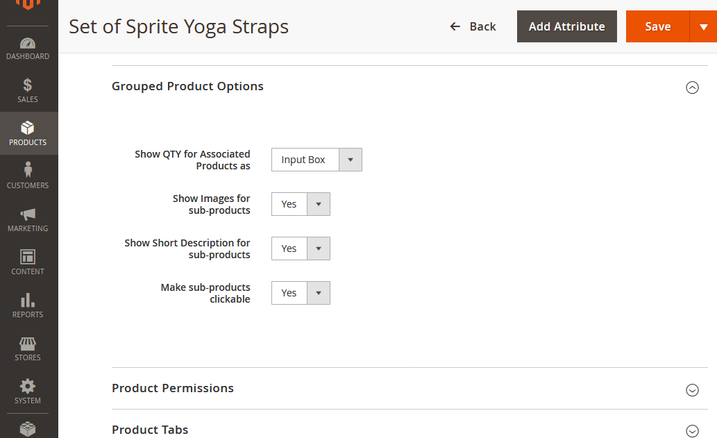 magento 2 grouped products with custom options