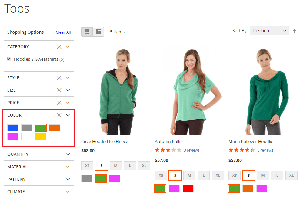 Magento 2 Layered Navigation with Color Swatches