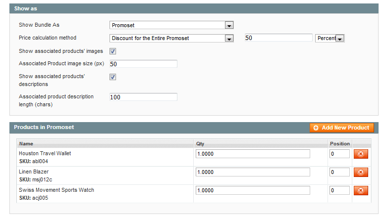 Configure Bundle Promoset in Magento