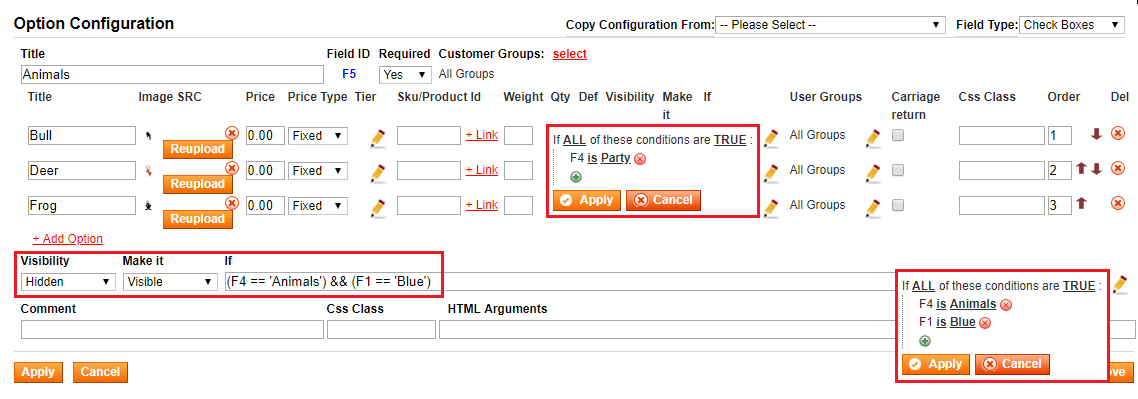 Magento Dependent Custom Options