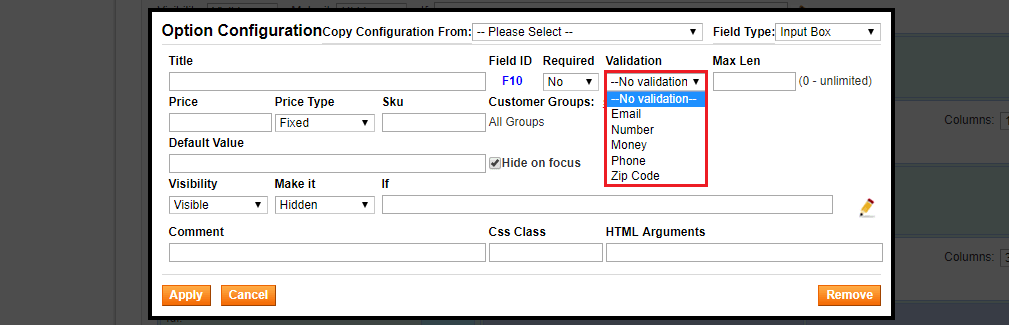 Magento Custom Option Validation