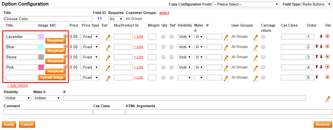 Magento Custom Option Image