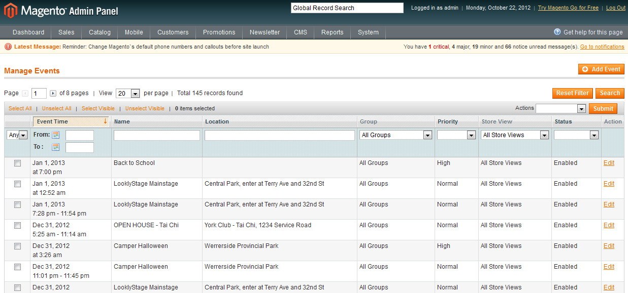 Magento Events Manager Magento Calendar Extension ITORIS