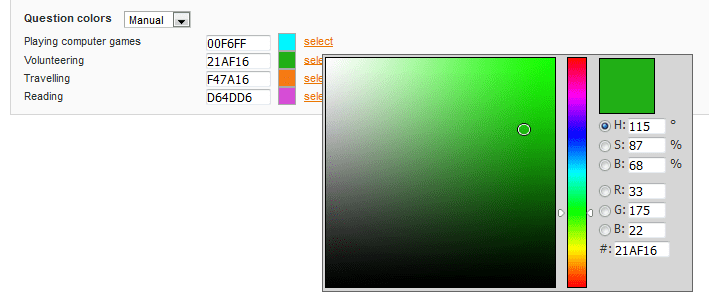 Manage Colors in Enhanced Polls Magento extension