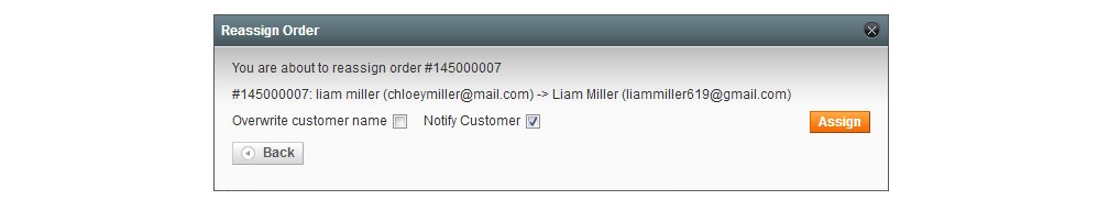 Reassign Order in Magento