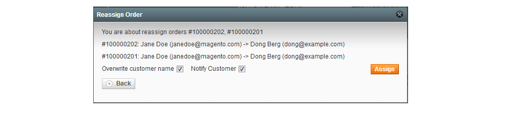 Reassign Multiple Orders in Magento