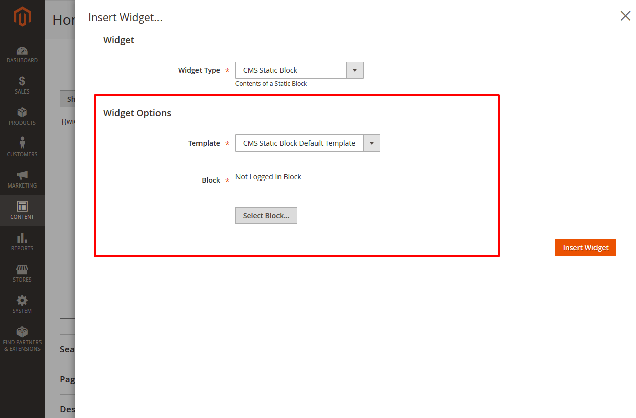 How to Insert Block via Widget in Magento 2