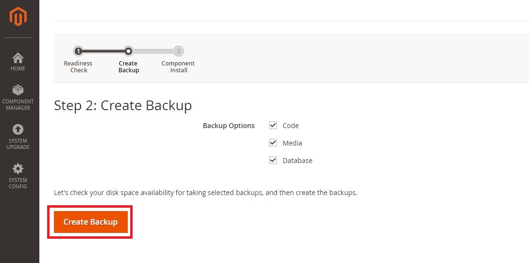 Creating a backup in Magento 2