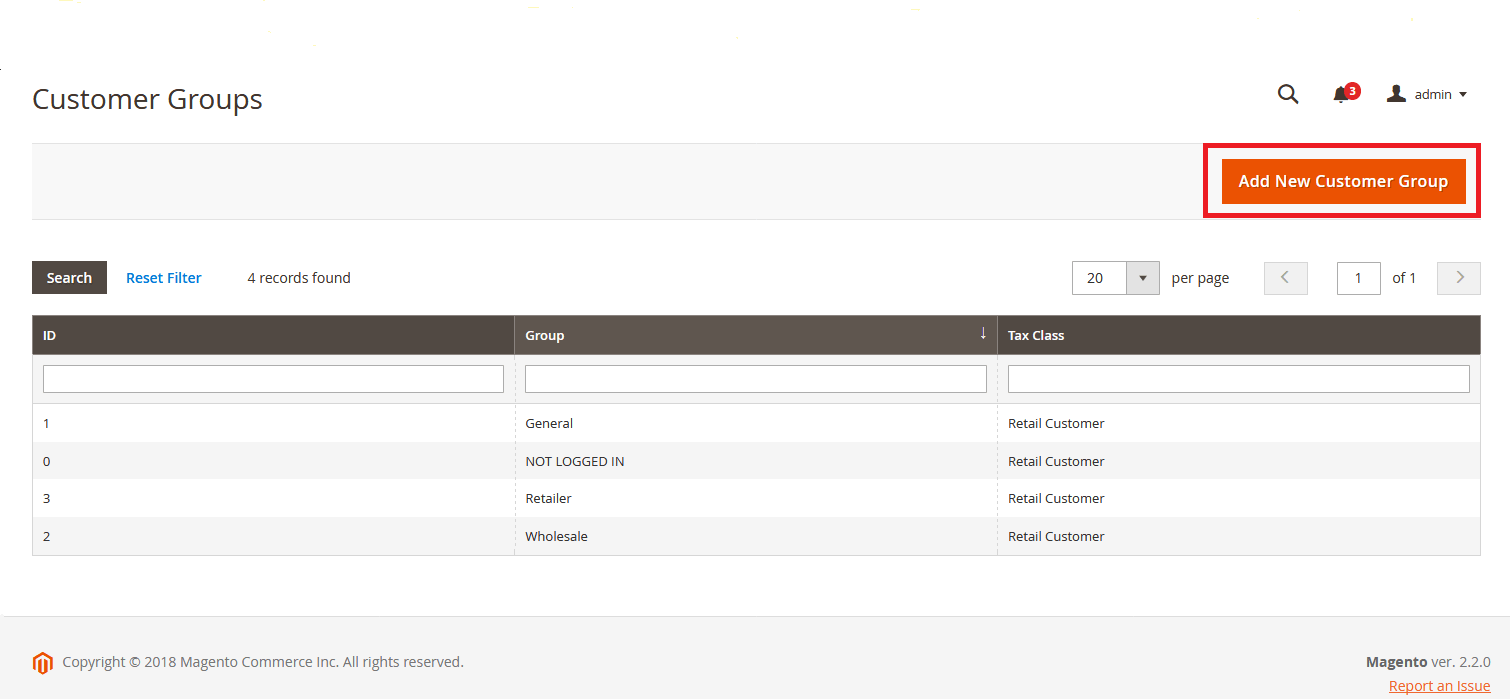 Customer groups in Magento 2