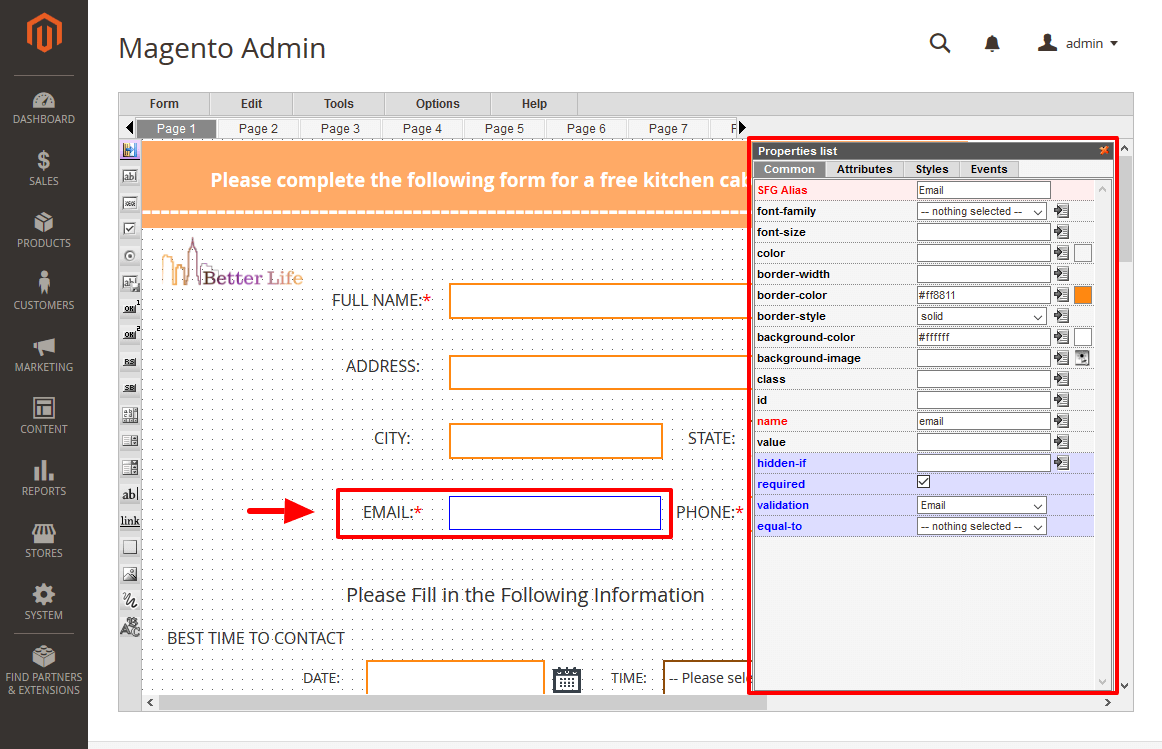 How to Add Email Properties to an Element in Magento 2