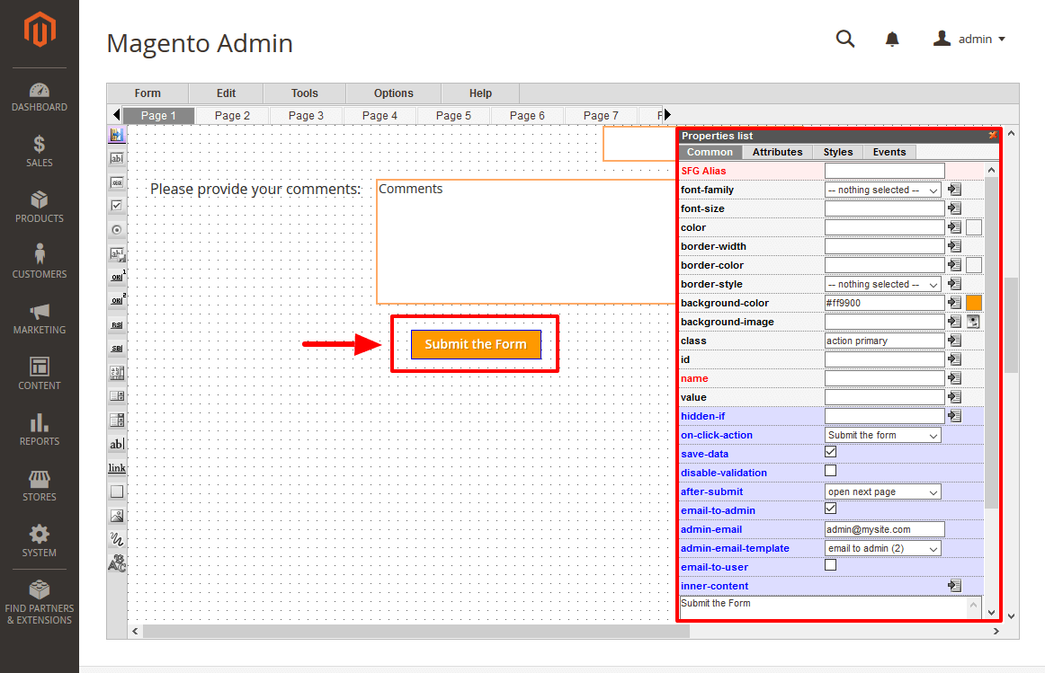 How to Add Submit Button Properties