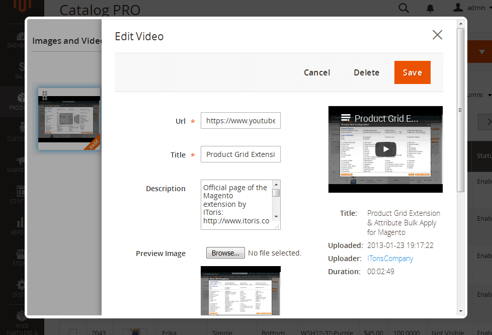 Backend: Edit Videos in Magento 2