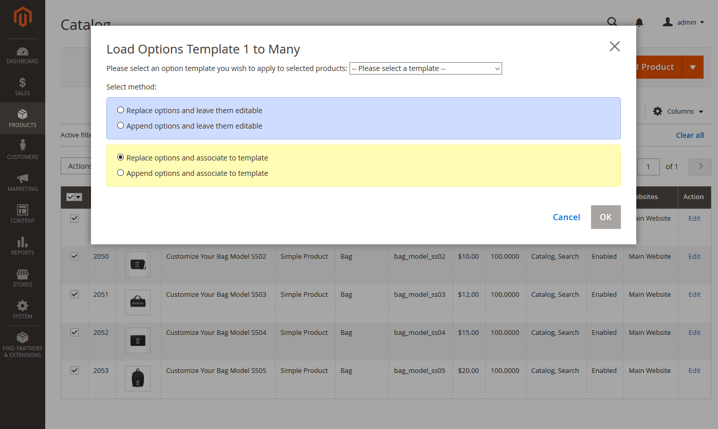 Load Options Template One to Many