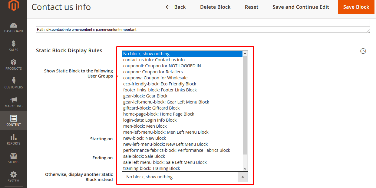 Set Conditions in Magento 2