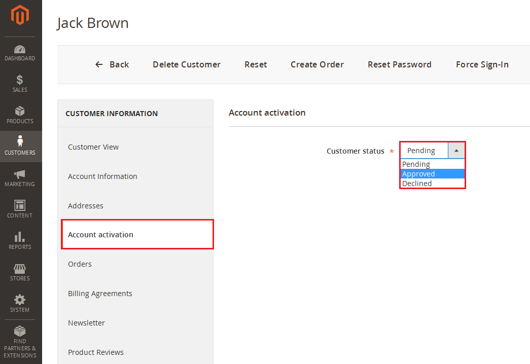 Manage the Customer's Statuses in Backend in Magento 2