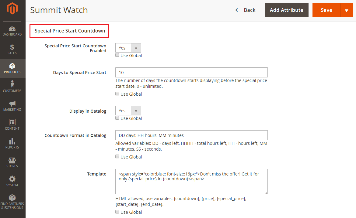 How to Configure the Countdown per Product in Magento 2