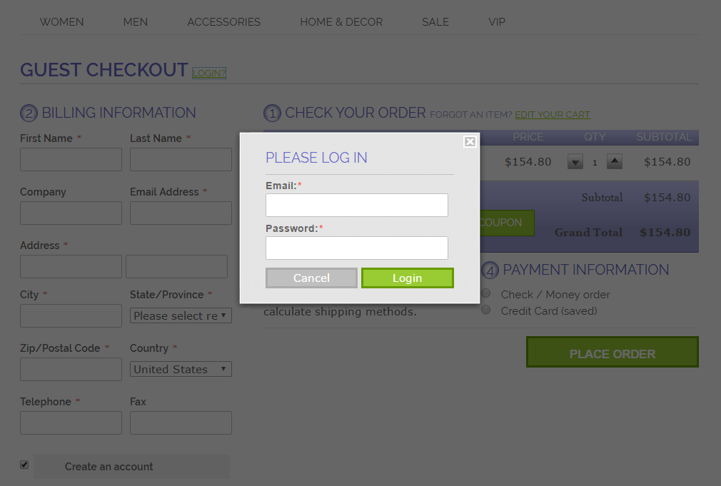 login-on-checkout