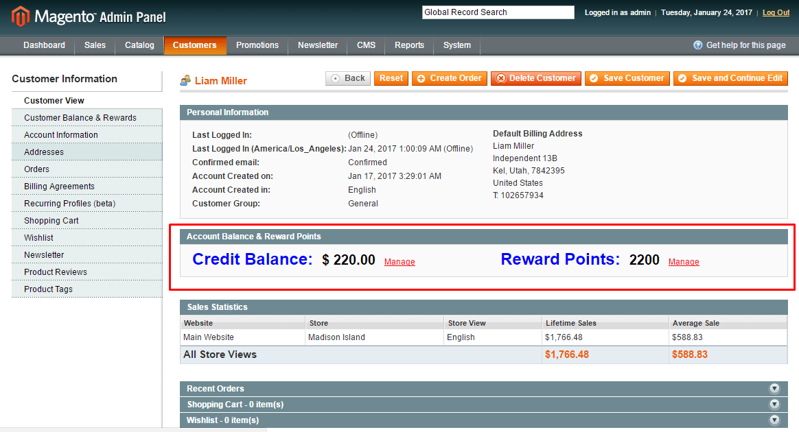 customer-account-balance-reward-points