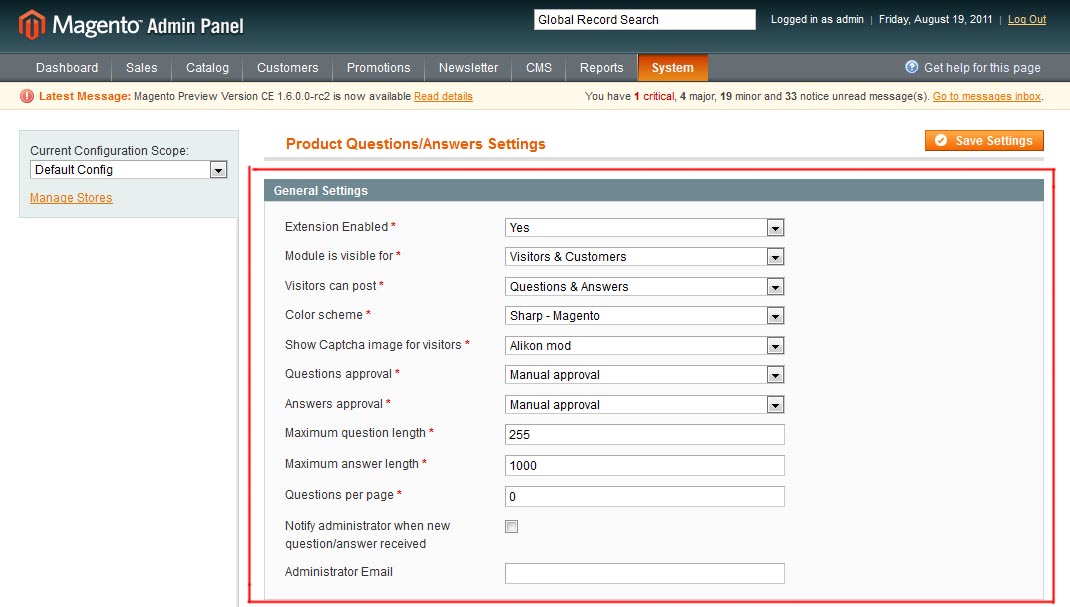 questions and answers general settings