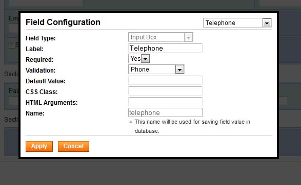 telephone field added