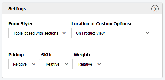 Shopify edit product options settings