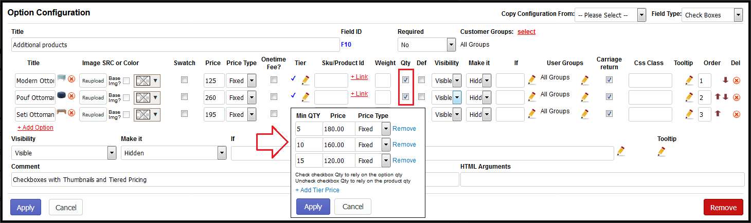 Shopify tier prices for custom options