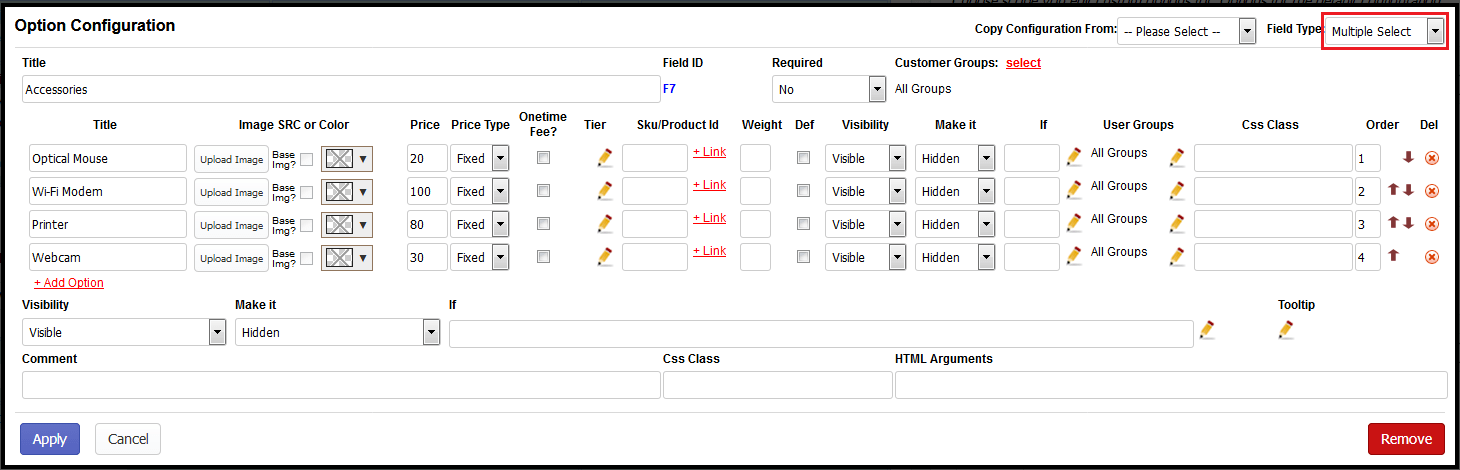 Shopify multiple select custom options