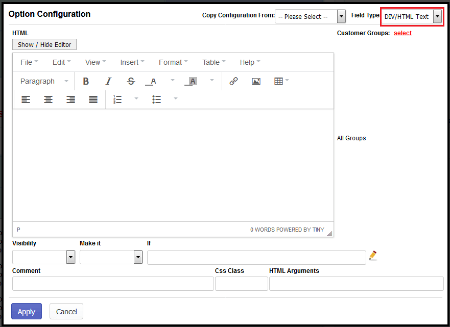 Shopify DIV custom options