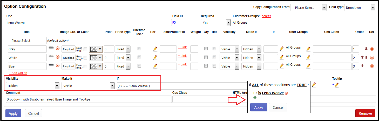 Shopify create dependent product options